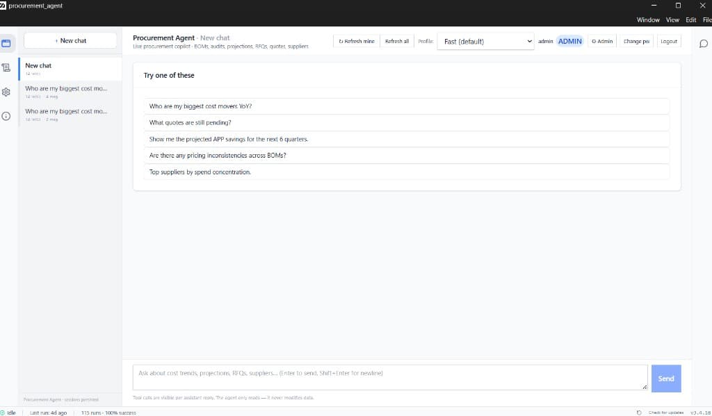 Procurement Agent — procurement chat